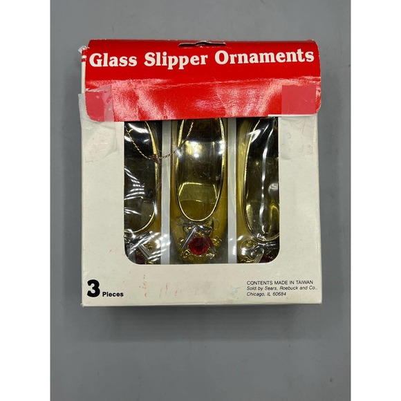 Vintage Gold Glass Slipper Tree Ornaments from Sears set of 6 - Picture 9 of 10